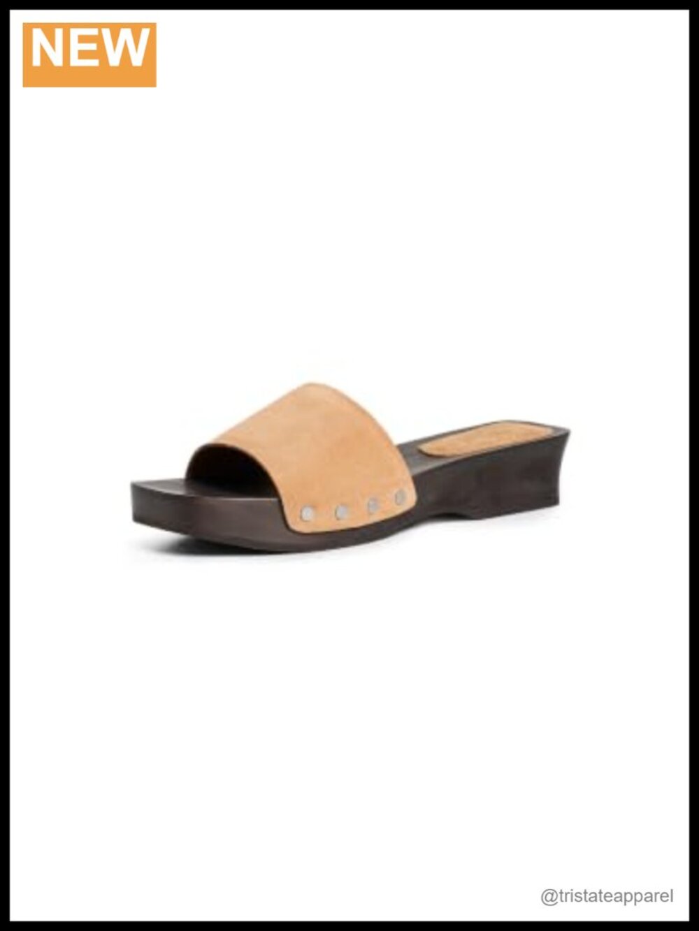 Suede Clogs with Chunky Block Heel and Open Toe Slip On Design